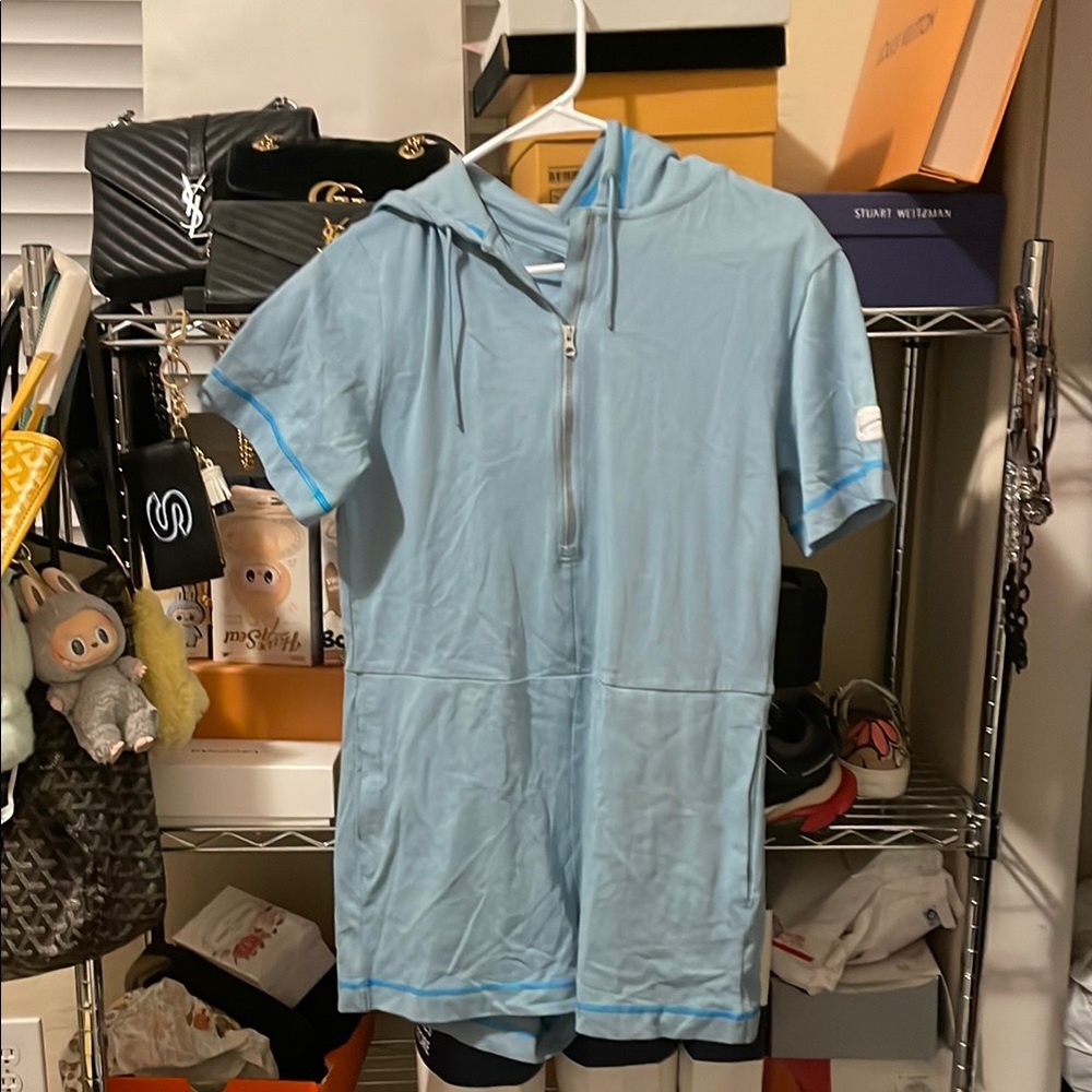 Nike Blue Hooded Short-Sleeve Romper